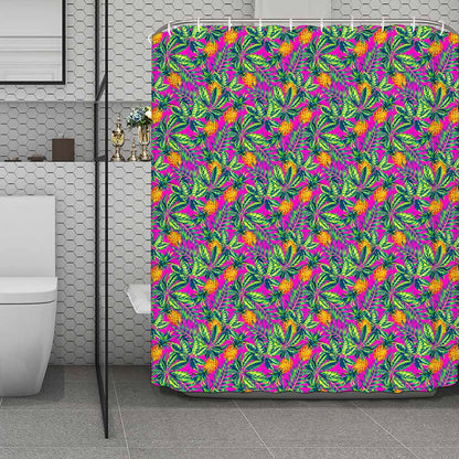 Hot Purple Pineapple Pattern Print Polyester Shower Curtain