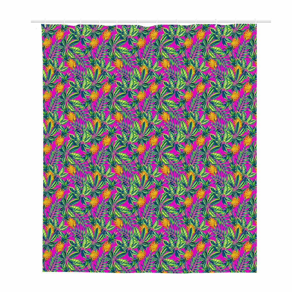 Hot Purple Pineapple Pattern Print Polyester Shower Curtain