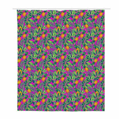 Hot Purple Pineapple Pattern Print Polyester Shower Curtain