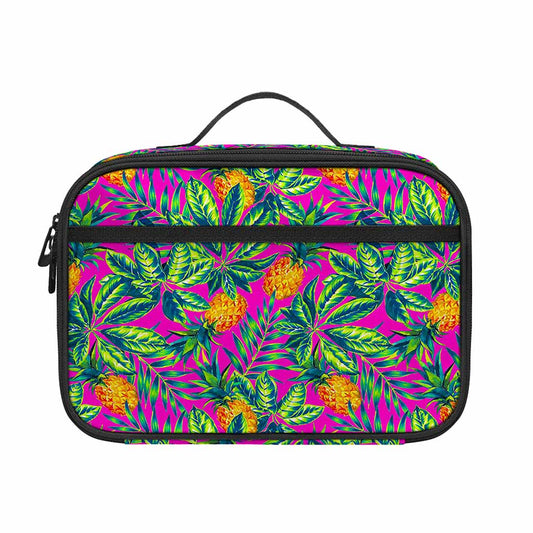 Hot Purple Pineapple Pattern Print Portable Lunch Bag