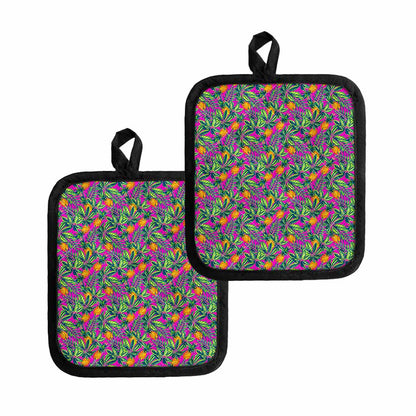 Hot Purple Pineapple Pattern Print Pot Holders
