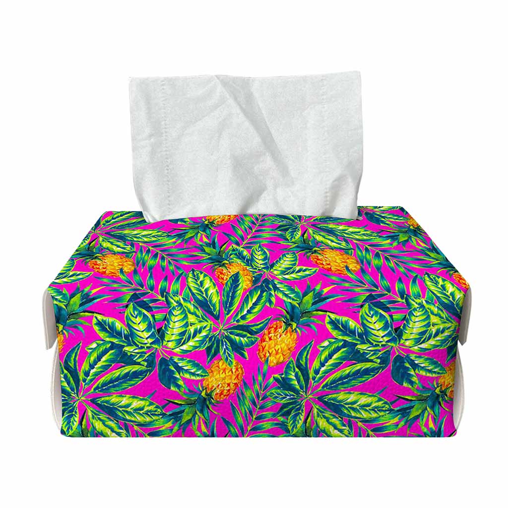 Hot Purple Pineapple Pattern Print Rectangle Tissue Box Cover