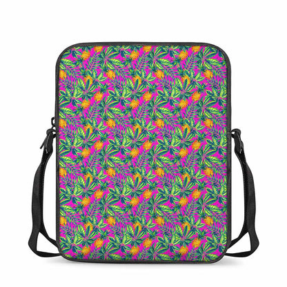 Hot Purple Pineapple Pattern Print Rectangular Crossbody Bag