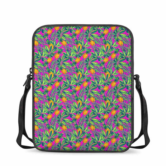 Hot Purple Pineapple Pattern Print Rectangular Crossbody Bag