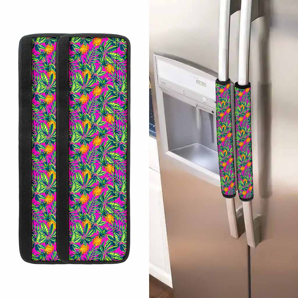 Hot Purple Pineapple Pattern Print Refrigerator Handle Covers