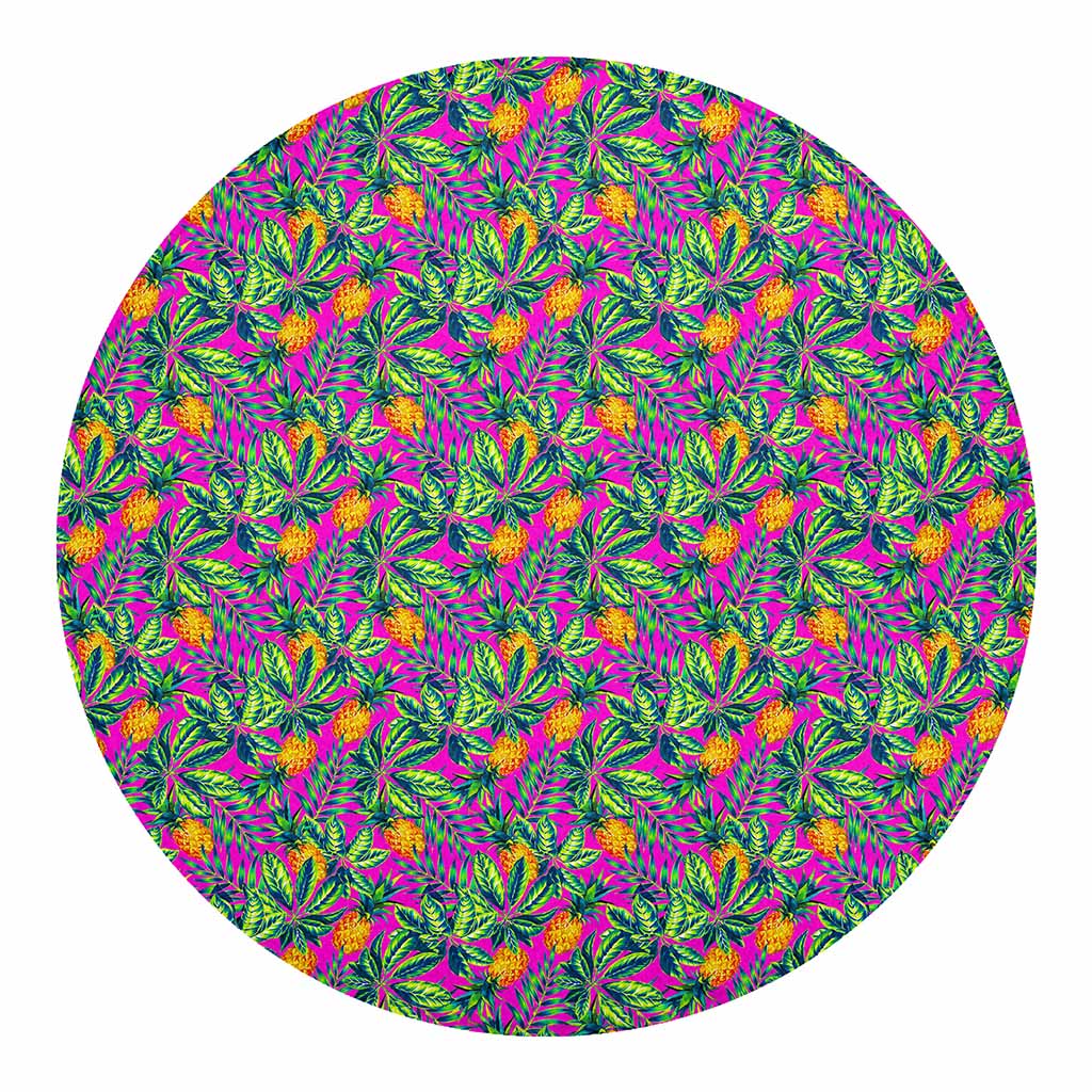 Hot Purple Pineapple Pattern Print Round Blanket