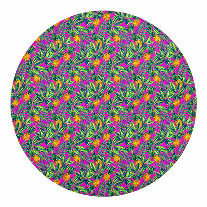 Hot Purple Pineapple Pattern Print Round Blanket