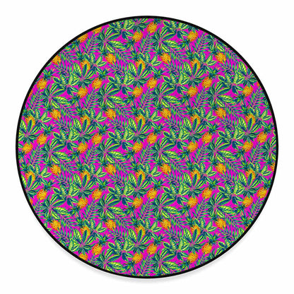 Hot Purple Pineapple Pattern Print Round Floor Mat