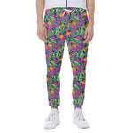 Hot Purple Pineapple Pattern Print Scuba Joggers
