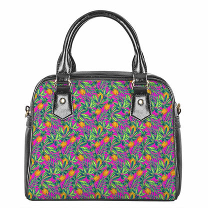 Hot Purple Pineapple Pattern Print Shoulder Handbag