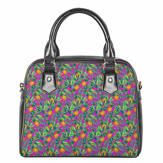Hot Purple Pineapple Pattern Print Shoulder Handbag