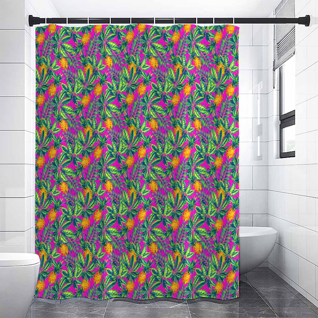 Hot Purple Pineapple Pattern Print Shower Curtain