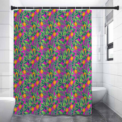 Hot Purple Pineapple Pattern Print Shower Curtain
