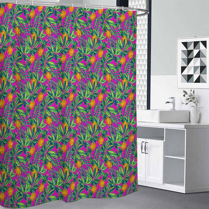 Hot Purple Pineapple Pattern Print Shower Curtain
