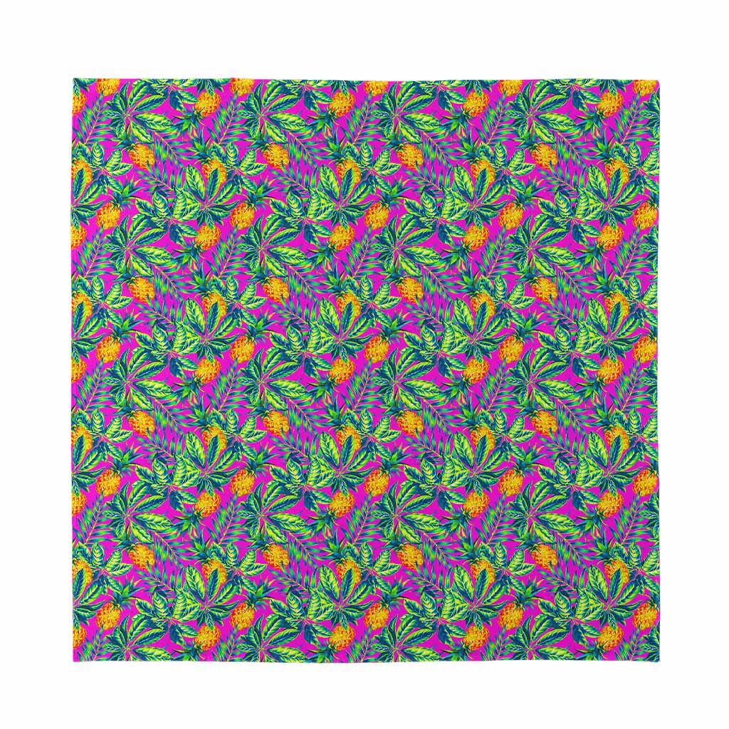 Hot Purple Pineapple Pattern Print Silk Bandana