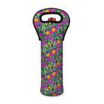 Hot Purple Pineapple Pattern Print Single Neoprene Wine Tote