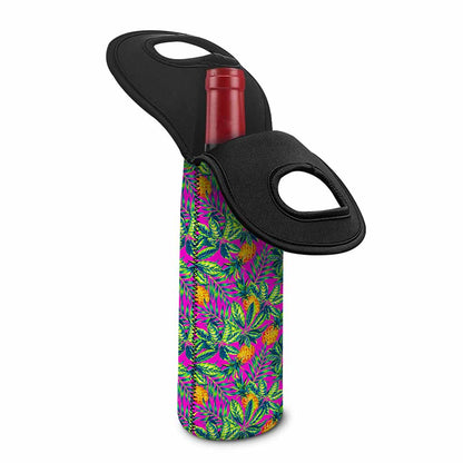 Hot Purple Pineapple Pattern Print Single Neoprene Wine Tote