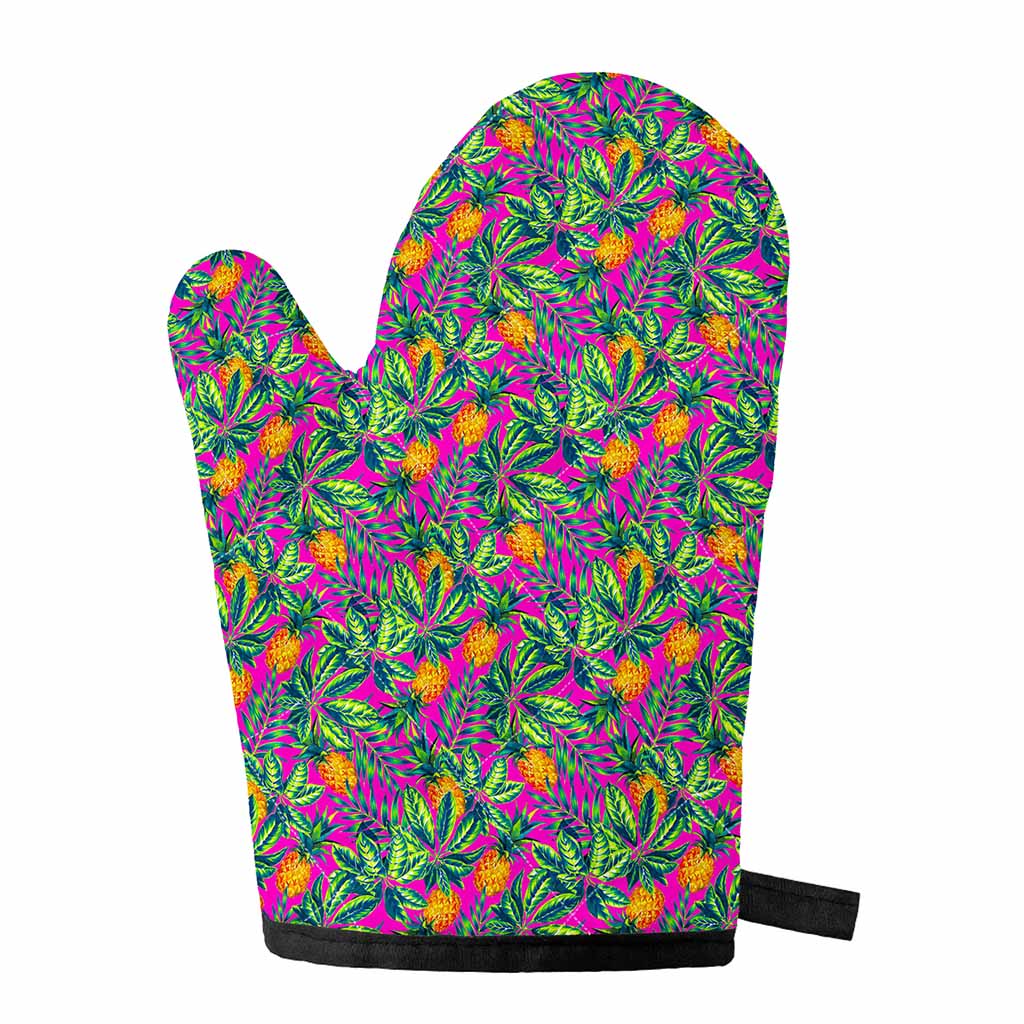 Hot Purple Pineapple Pattern Print Single Oven Mitt