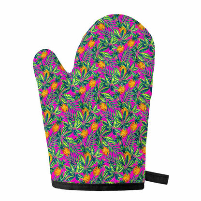 Hot Purple Pineapple Pattern Print Single Oven Mitt