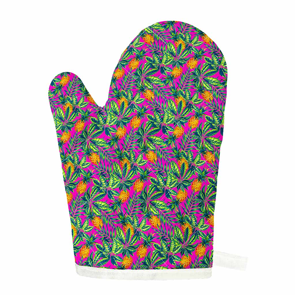 Hot Purple Pineapple Pattern Print Single Oven Mitt