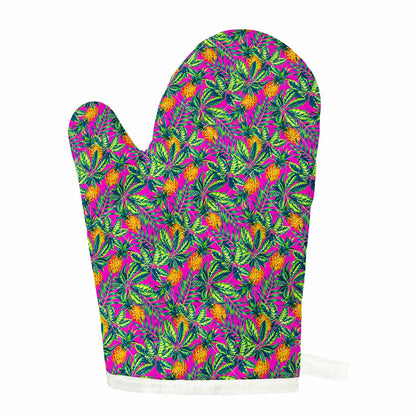 Hot Purple Pineapple Pattern Print Single Oven Mitt