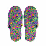 Hot Purple Pineapple Pattern Print Slippers