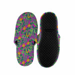 Hot Purple Pineapple Pattern Print Slippers