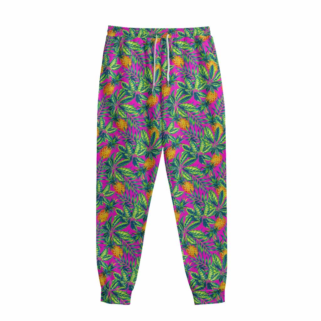 Hot Purple Pineapple Pattern Print Sweatpants