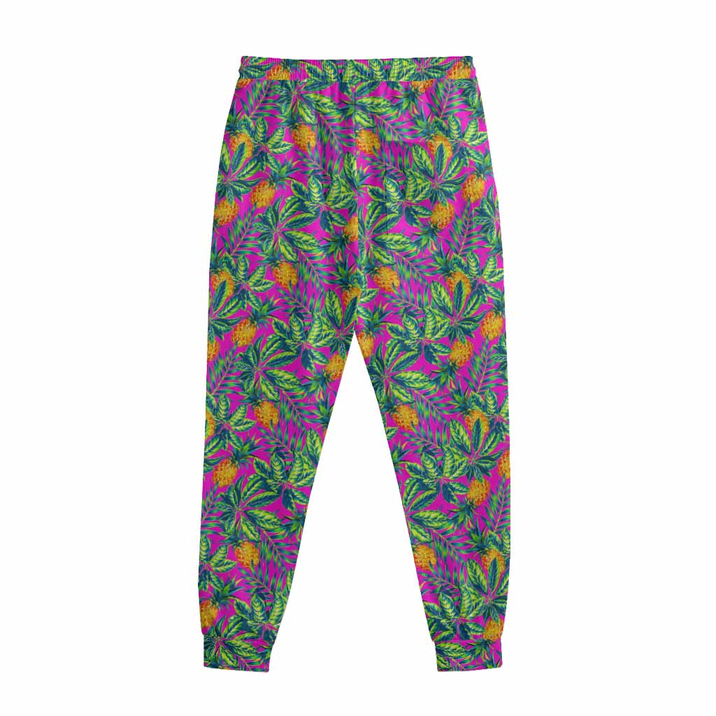Hot Purple Pineapple Pattern Print Sweatpants