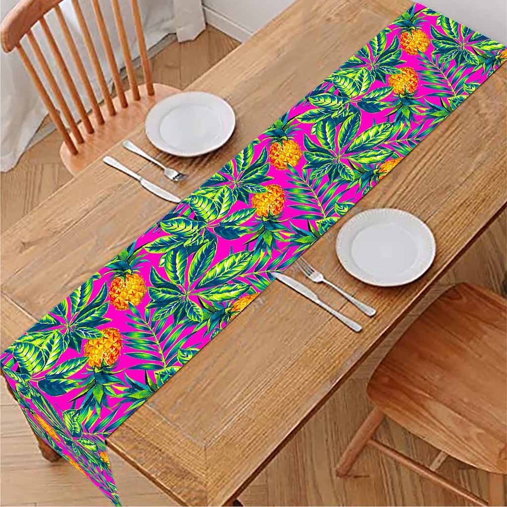 Hot Purple Pineapple Pattern Print Table Runner