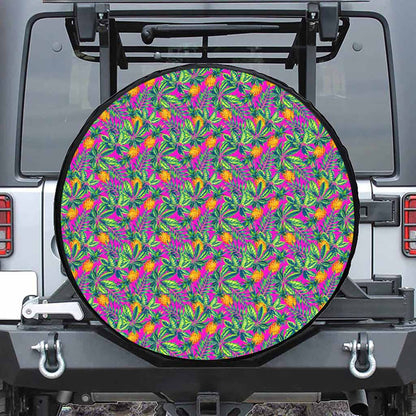 Hot Purple Pineapple Pattern Print Tire Cover