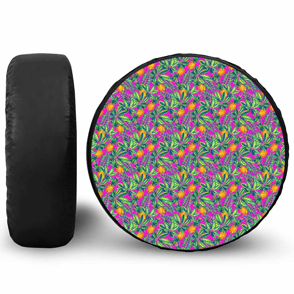 Hot Purple Pineapple Pattern Print Tire Cover