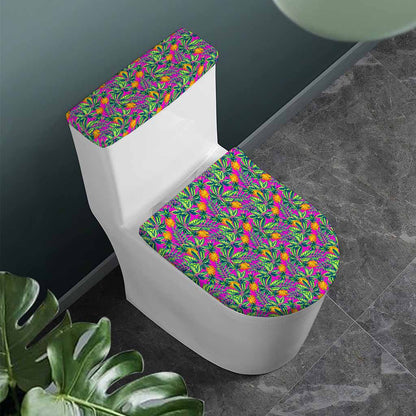 Hot Purple Pineapple Pattern Print Toilet Lid And Tank Cover Set