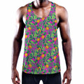 Hot Purple Pineapple Pattern Print Men's Workout Tank Top