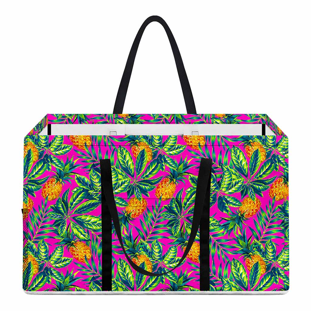 Hot Purple Pineapple Pattern Print Utility Tote Bag