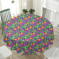 Hot Purple Pineapple Pattern Print Waterproof Round Tablecloth