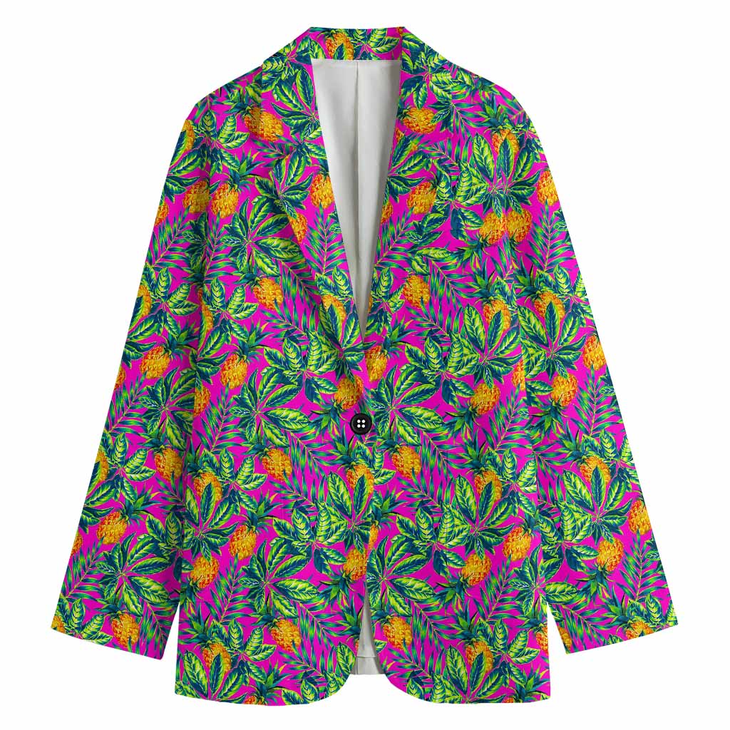 Hot Purple Pineapple Pattern Print Women's Blazer