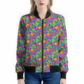Hot Purple Pineapple Pattern Print Women's Bomber Jacket