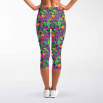 Hot Purple Pineapple Pattern Print Women's Capri Leggings