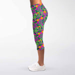Hot Purple Pineapple Pattern Print Women's Capri Leggings