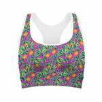 Hot Purple Pineapple Pattern Print Women's Sports Bra