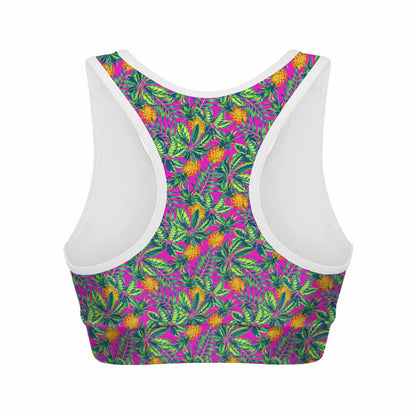 Hot Purple Pineapple Pattern Print Women's Sports Bra