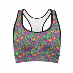 Hot Purple Pineapple Pattern Print Women's Sports Bra