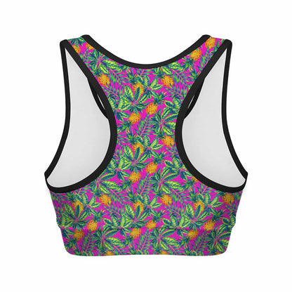 Hot Purple Pineapple Pattern Print Women's Sports Bra