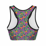Hot Purple Pineapple Pattern Print Women's Sports Bra