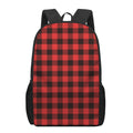 Hot Red Buffalo Plaid Print 17 Inch Backpack