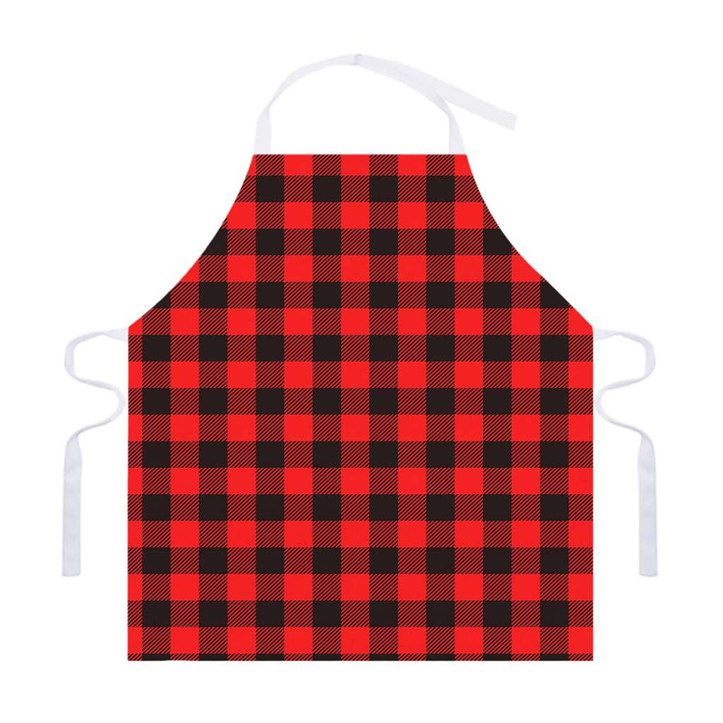Hot Red Buffalo Plaid Print Adjustable Apron