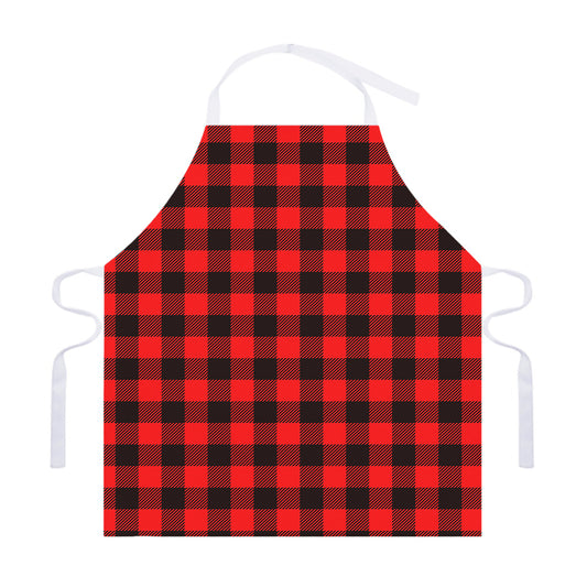 Hot Red Buffalo Plaid Print Adjustable Apron