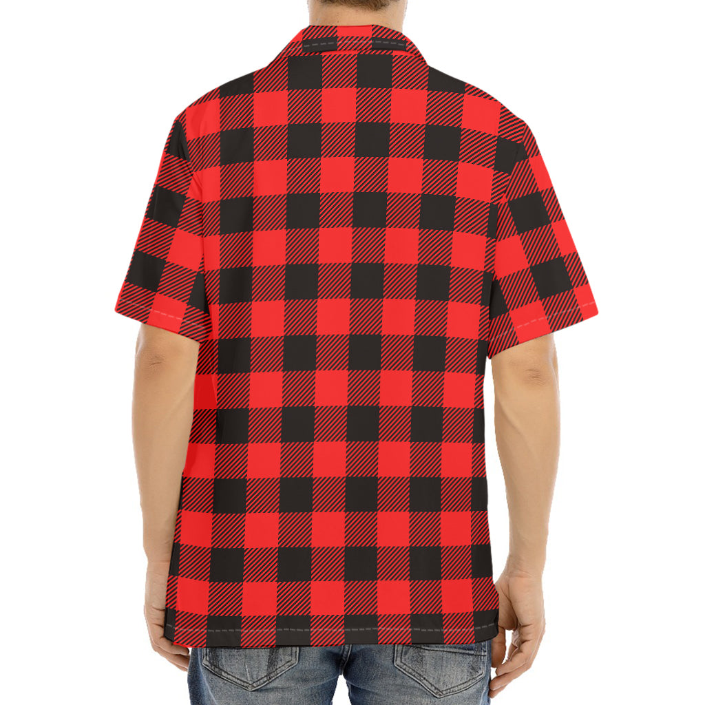 Hot Red Buffalo Plaid Print Aloha Shirt