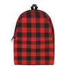 Hot Red Buffalo Plaid Print Backpack